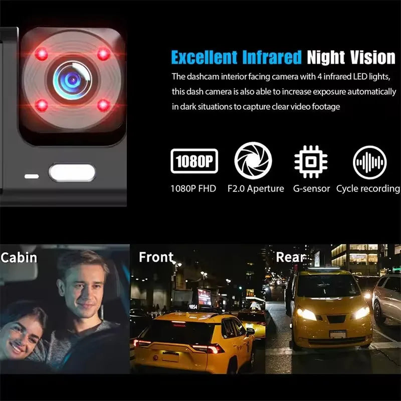Dual Lens Car Dash Cam – 1080P Front & 720P Interior Night Vision Dual Lens Dash Cam Axl