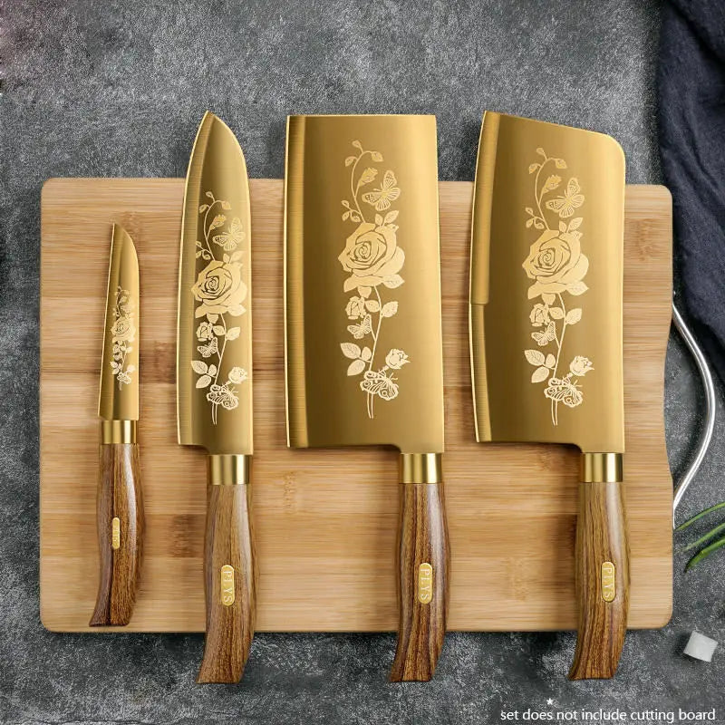 Golden Rose 4-Piece Stainless Steel Kitchen Knife Set Kitchen Knife Set Axl