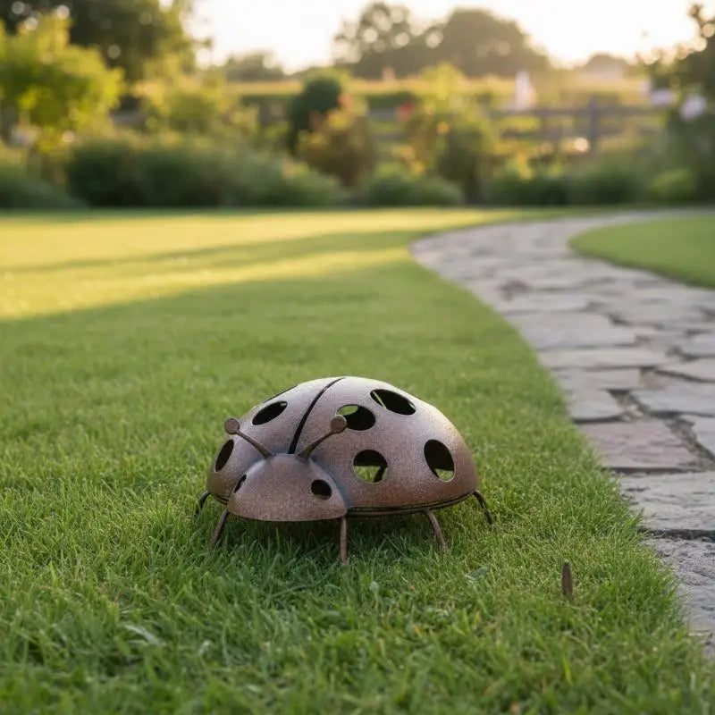 Vintage Metal Ladybug Wall Statue – Indoor & Outdoor Garden Art Garden Wall Sculpture Axl