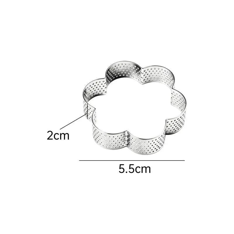 Flower Perforated Stainless Steel Tart Ring Baking Mold Tart Ring Mold Axl B