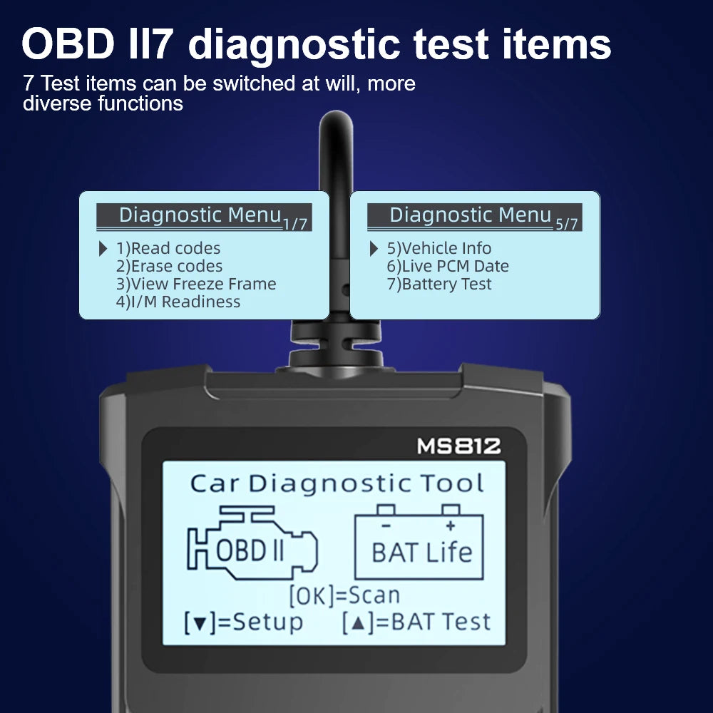 MS812 OBD2 Scanner – Car Diagnostic Tool & Battery Tester OBD2 Diagnostic Scanner Axl