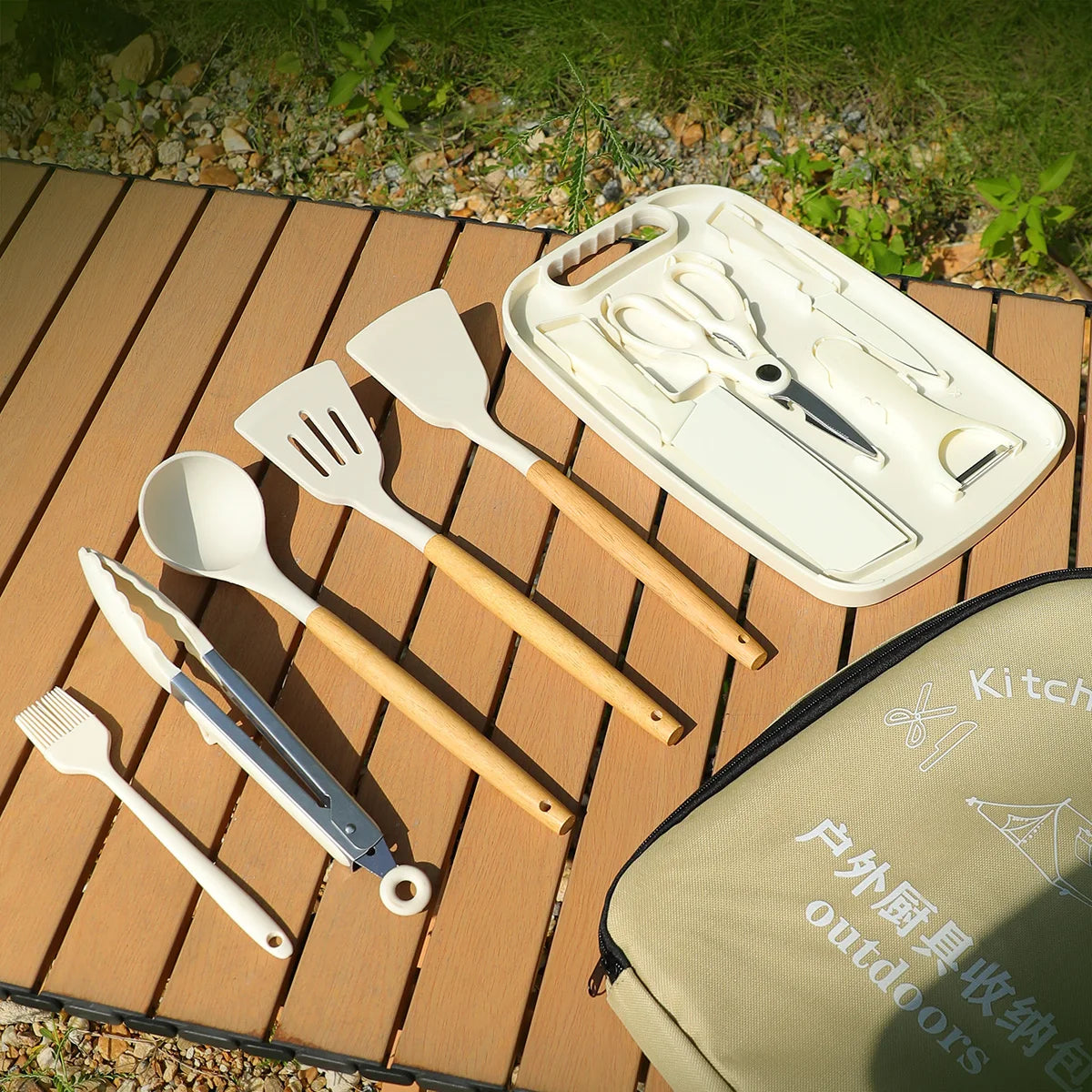 Portable Camping Knife Set – Stainless Steel Utensils & Bag Camping Knife Set Axl