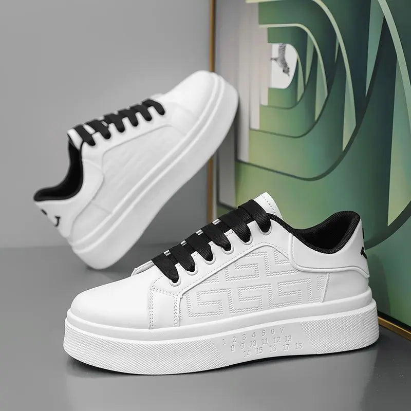 Men's Platform Sneakers – Lace-Up Leather Casual Skateboard Shoes Men's Casual Sneakers Axl