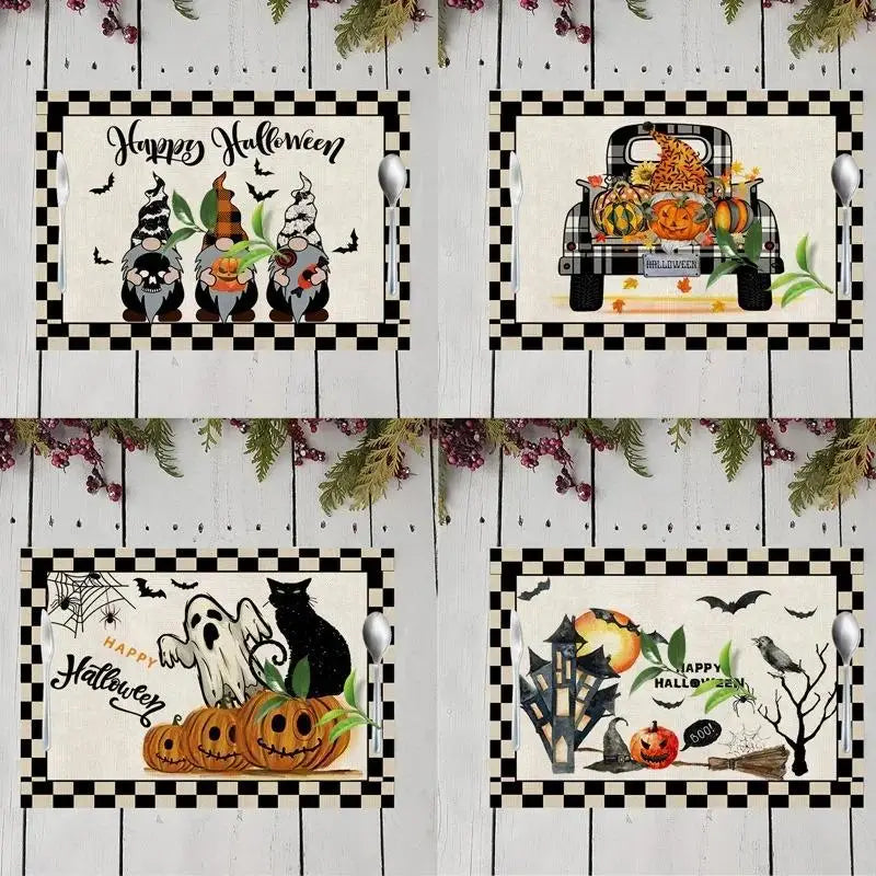 Halloween Plaid Placemat 42x32cm – Heat-Resistant Table Mat Halloween Placemat Axl