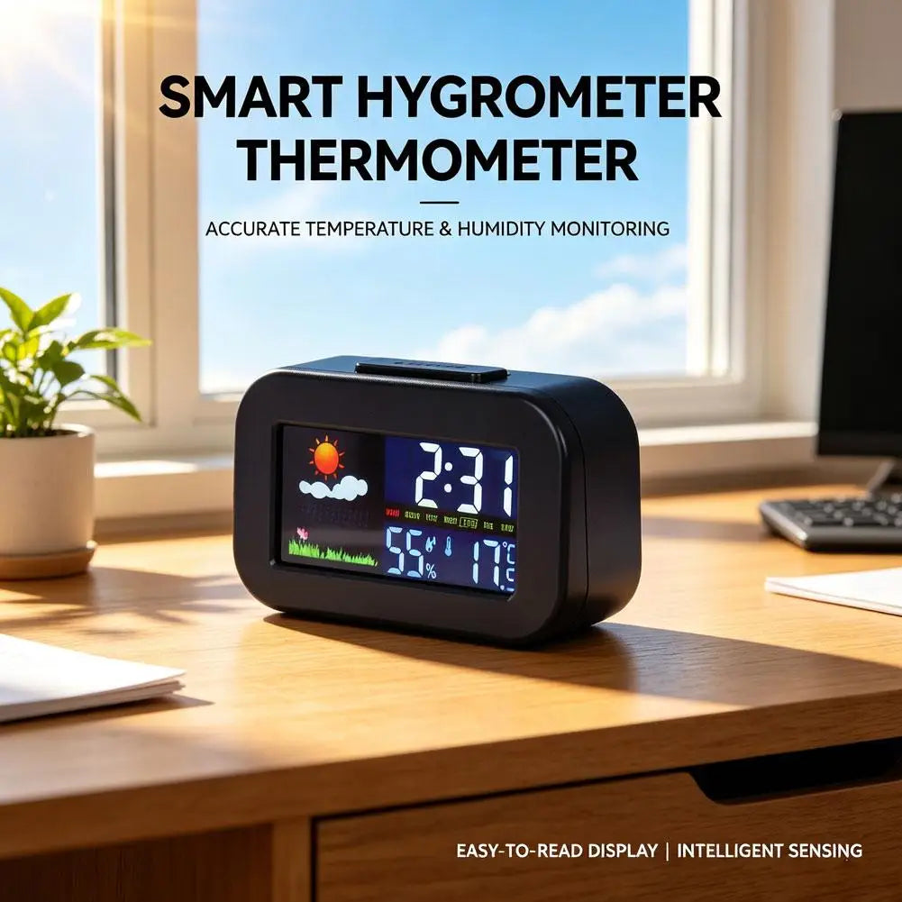 Weather Station Clock – Color Display Temp & Humidity Monitor Weather Station Clock Axl