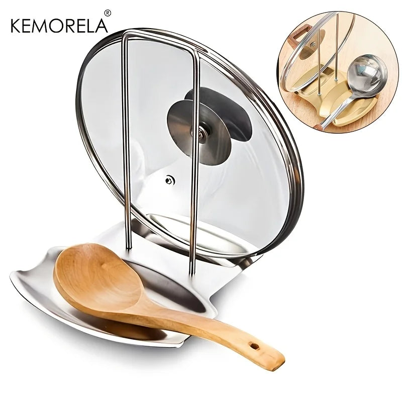 Stainless Steel Pot Lid Holder & Spoon Rest with Draining Tray Pot Lid Holder Axl