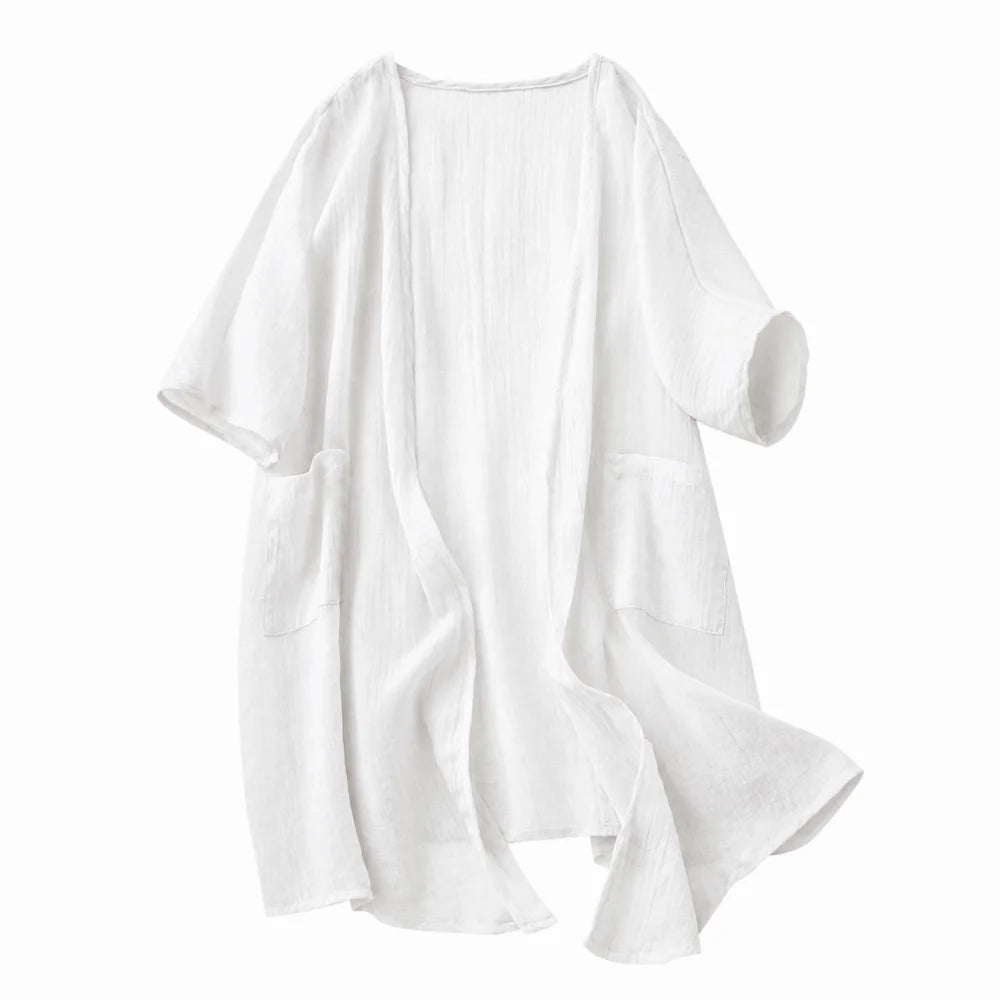 Women's Loose Open-Front Knit Cardigan – Summer Cover-Up Knit Cardigan Axl White L