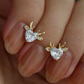 Huitan Elk Stud Earrings Gold Cubic Zirconia Christmas Jewelry Stud Earrings Axl E4333