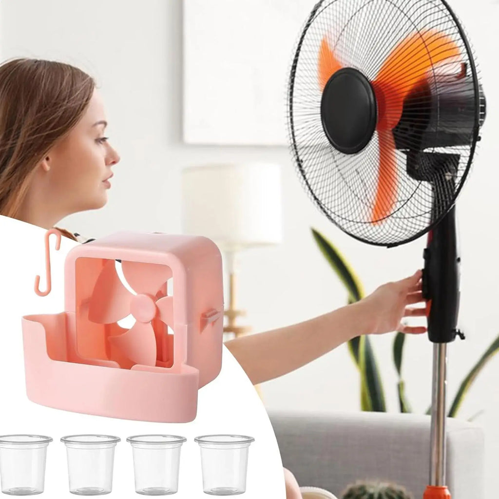 Hangable Fan Cooling Box with 4 Cups – Ice Mist Attachment Fan Cooler Attachment Axl