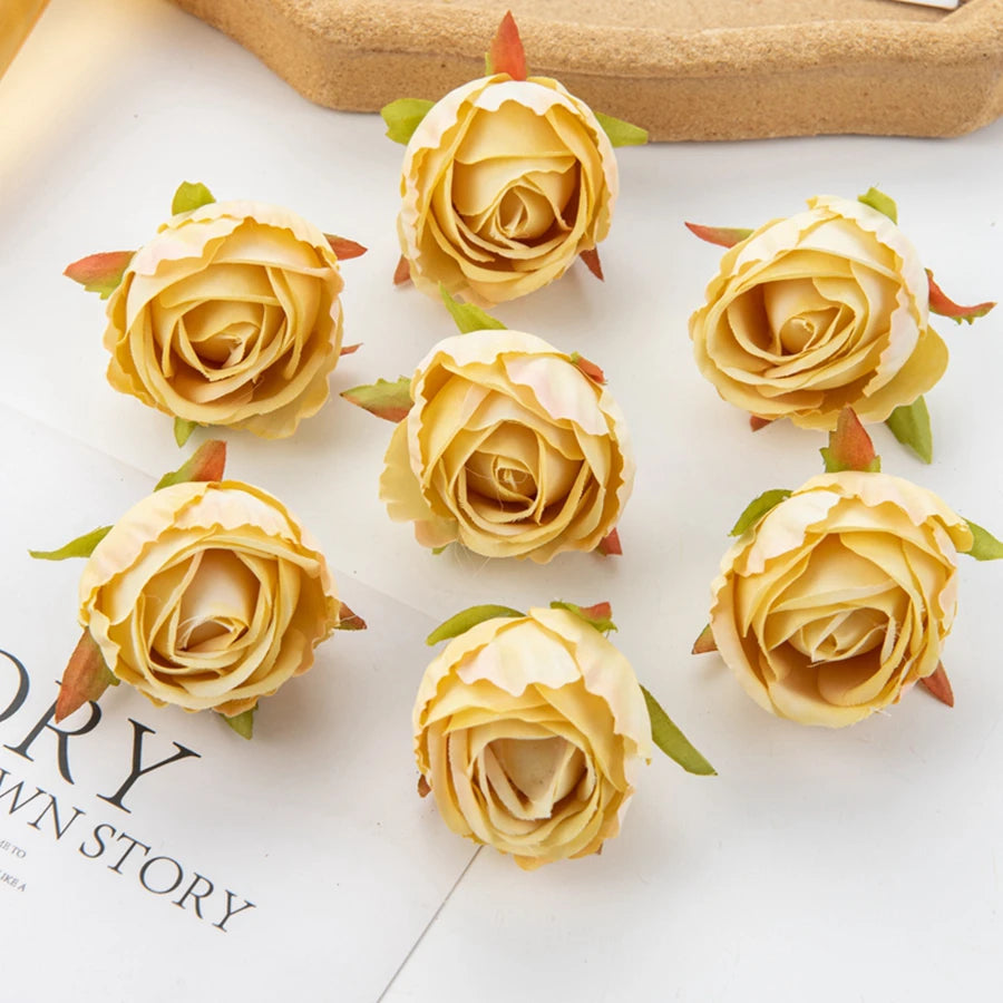 Silk Artificial Rose Heads 10/20 Pcs – Wedding & Home Decor Artificial Silk Flowers Axl YELLOW 20 pcs