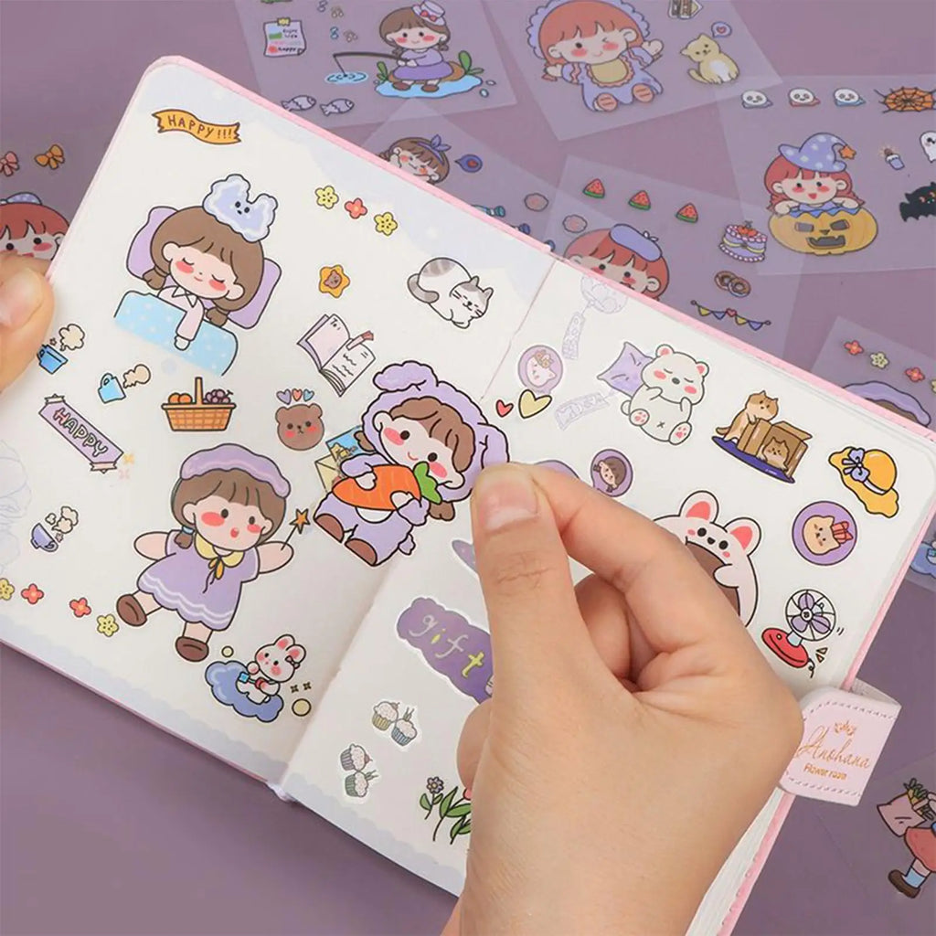 100 Pcs Cute Cartoon Girl Stickers – Waterproof DIY Decals Decorative Sticker Set Axl
