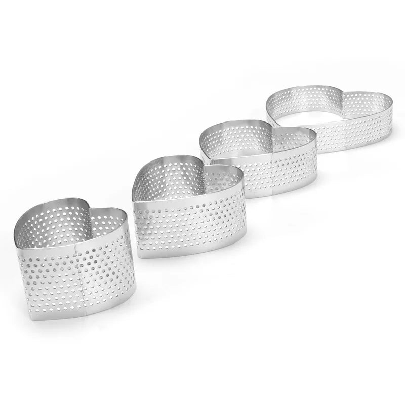 6-Piece Heart Perforated Tart Rings – Stainless Steel Molds Tart Ring Mold Set Axl