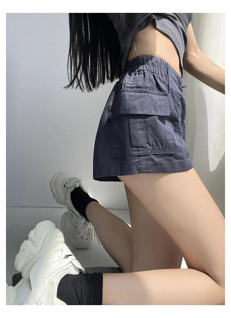 Women's Y2K Cargo Shorts – Low Waist Zipper Pockets Streetwear Women's Cargo Shorts Axl