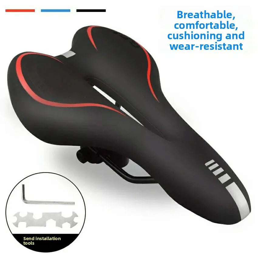 Silicone Gel Bike Saddle – MTB & Road Cycling Seat Cushion Bike Saddle Axl Red