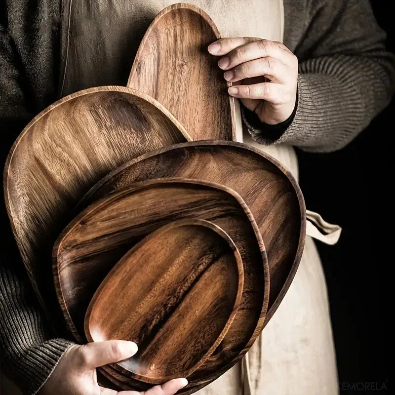 KEMORELA Solid Wood Oval Serving Plate – Sushi, Fruit & Tea Tray Wood Serving Plate Axl