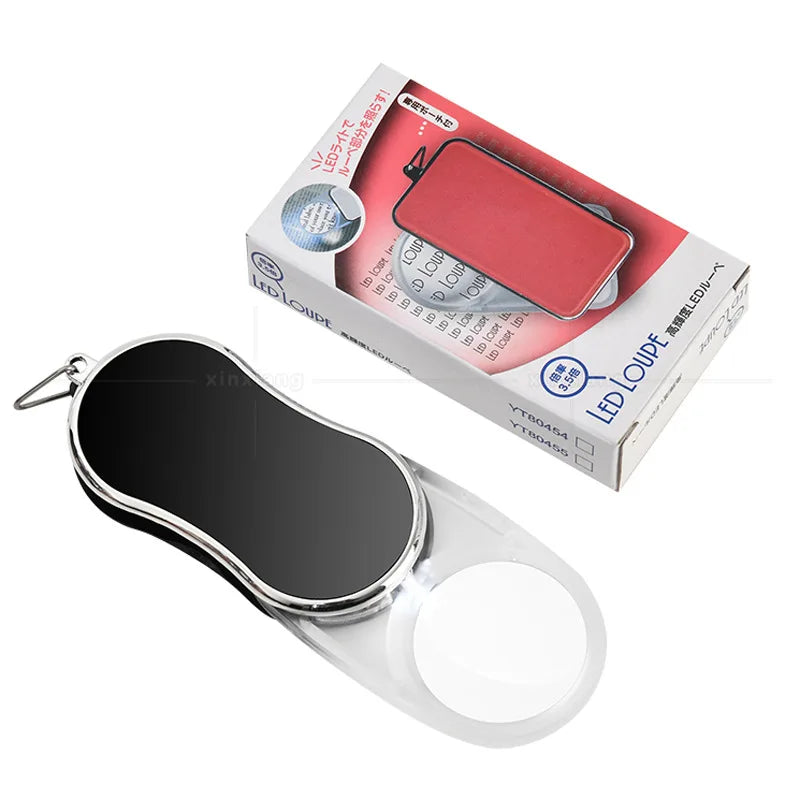 Folding 3.5X Magnifying Glass with LED Light – Portable Loupe LED Magnifying Glass Axl
