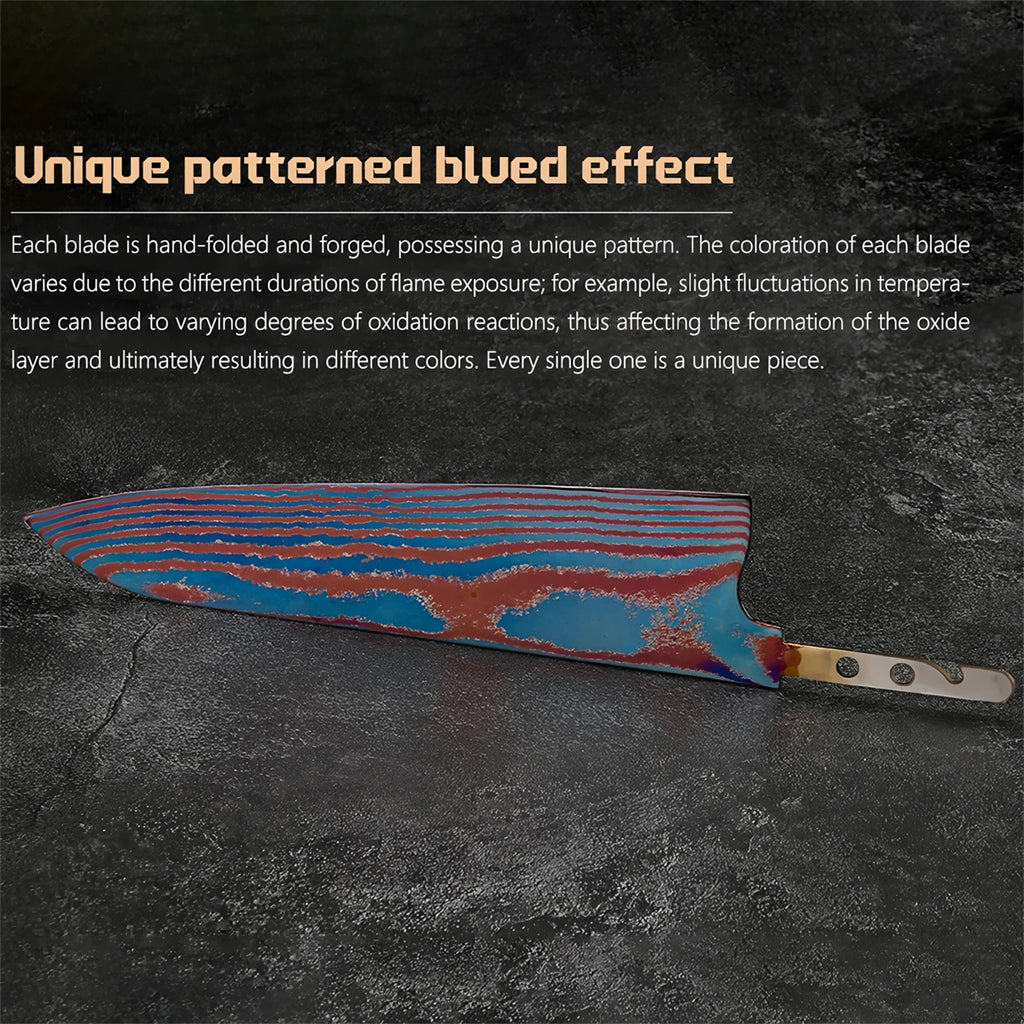 Hand Forged Damascus Timascus Blank Blade Chef Knife – No Handle Blank Blade Knife Axl