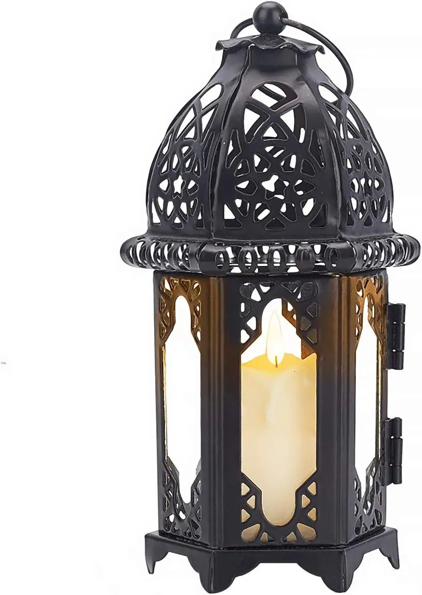 7.4" Vintage Metal Hanging Lantern – Indoor & Outdoor Candle Holder Decorative Lantern Axl AECH04-13971