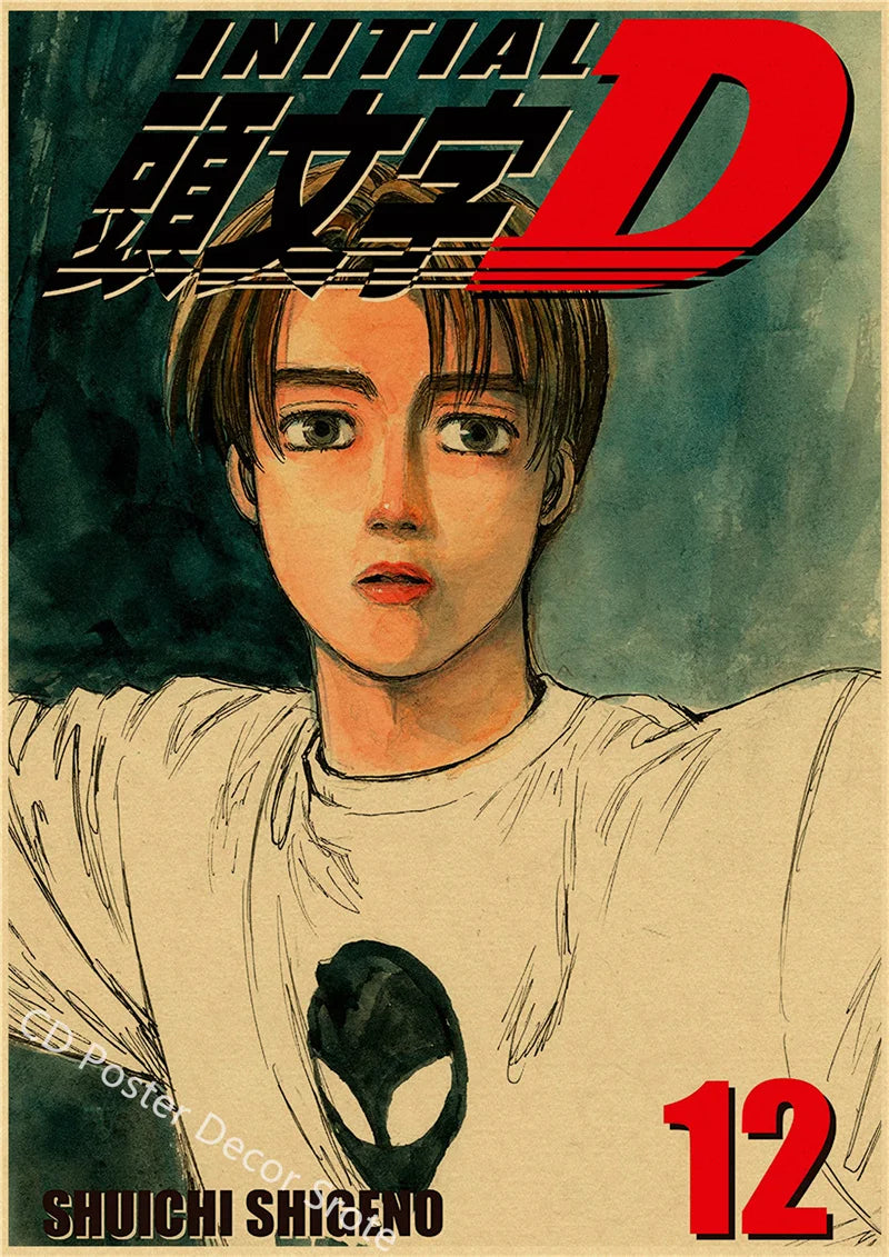 Initial D Anime Kraft Paper Poster – Vintage Manga Wall Art Anime Wall Poster Axl 21 A4 8.3x11.8inch