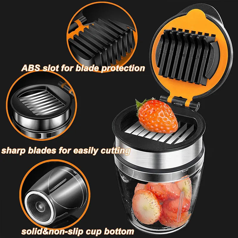 Stainless Steel Fruit Slicer Cup – Strawberry, Banana & More Fruit Slicer Cup Axl