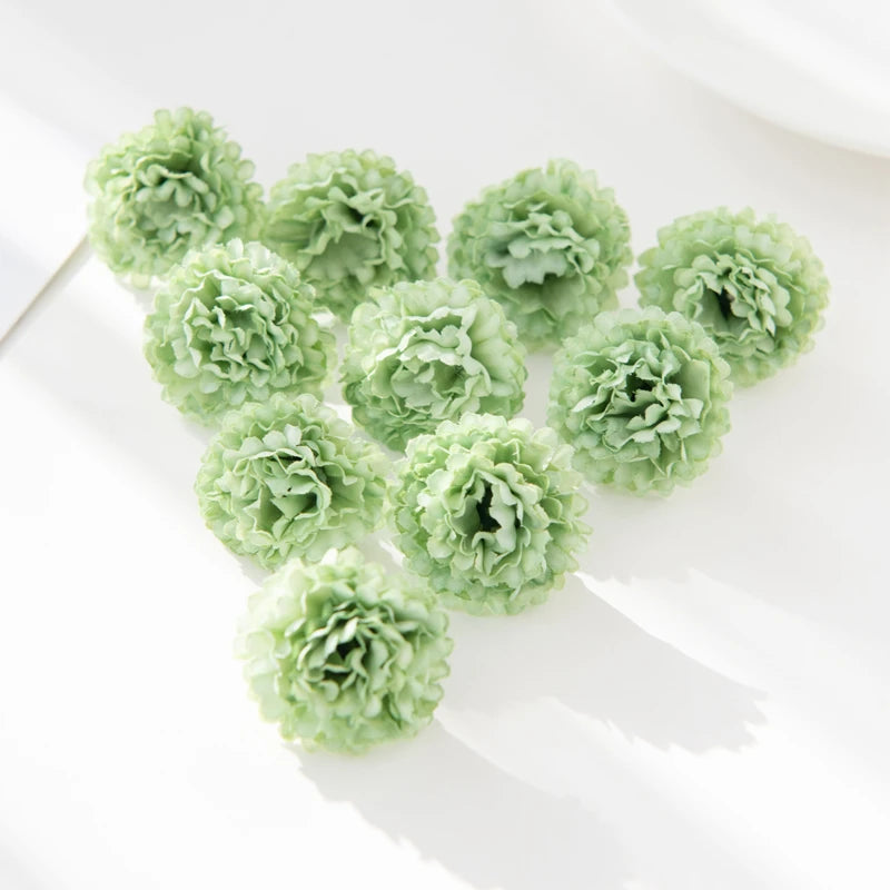 10 Mini Silk Carnation Artificial Flowers – Crafts & Home Decor Artificial Flowers Axl light green