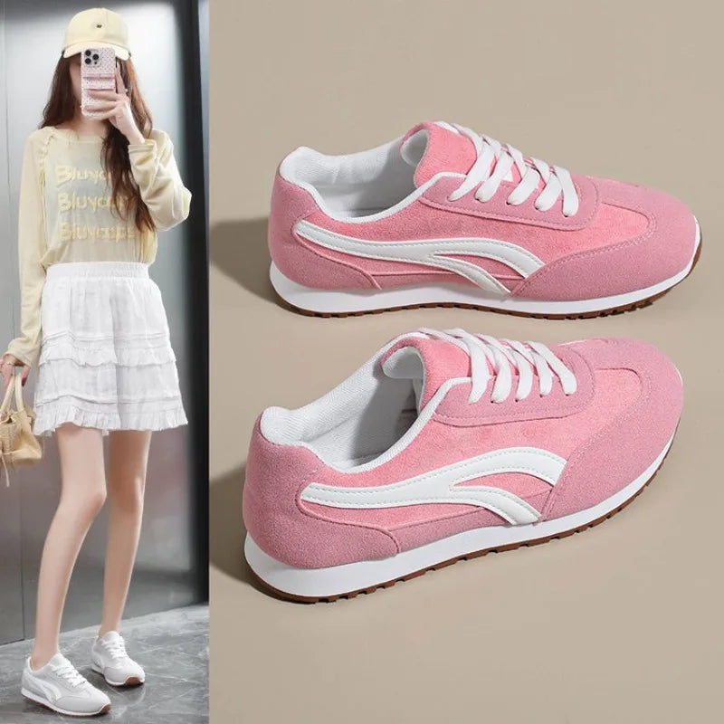 Women's Colorblock Leather Patchwork Trainers | Lightweight Flats Women's Flat Trainers Axl