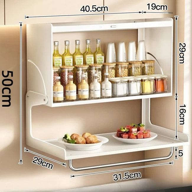 Suspended Kitchen Spice Rack – Adjustable Stainless Steel Shelf Kitchen Storage Rack Axl 50CM-White