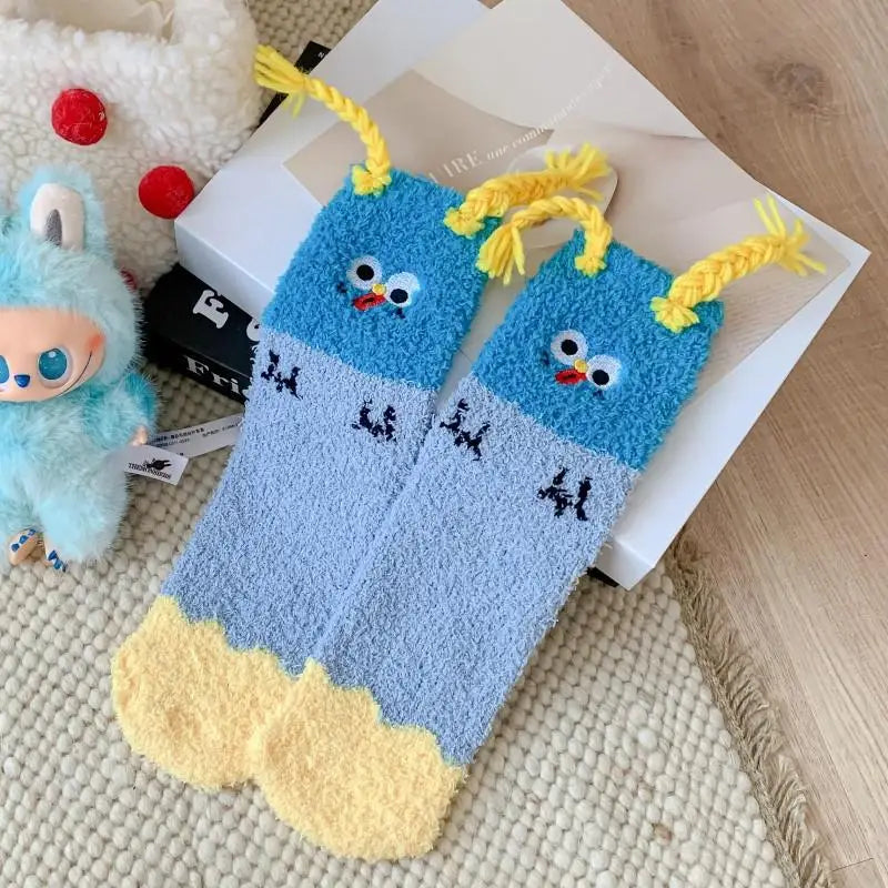 Women's Fluffy Coral Fleece Socks – 3D Dog Ear Cartoon Design Novelty Fluffy Socks Axl A10 One Size