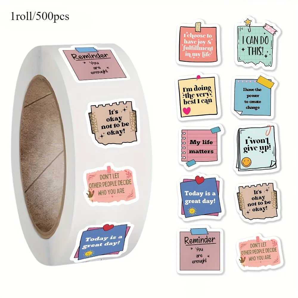 500/2500 Holographic Inspirational Stickers | Journal & Laptop Decorative Sticker Pack Axl 1Roll--500pcs 3X6cm
