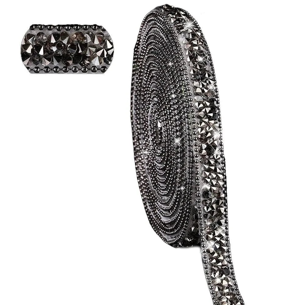 Self-Adhesive Rhinestone Ribbon 1cm – Bling Crystal Strip Craft Rhinestone Ribbon Axl Black