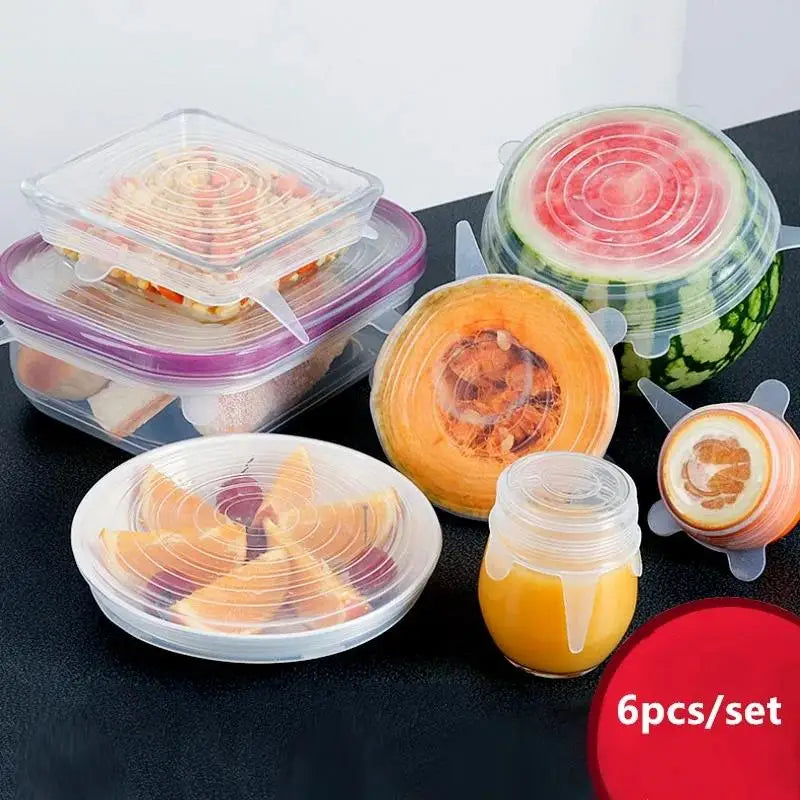 6-Piece Reusable Silicone Stretch Lids – Food Fresh Seal Covers Silicone Stretch Lids Axl