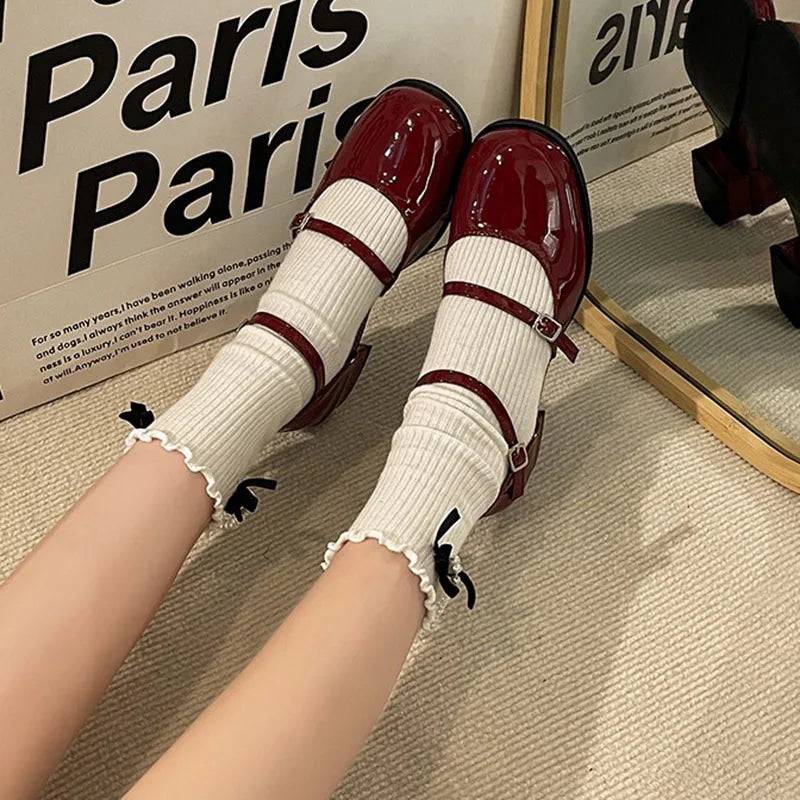 Women's Mary Jane Buckle Pumps – Square Heel Office Shoes Women's Heeled Pumps Axl