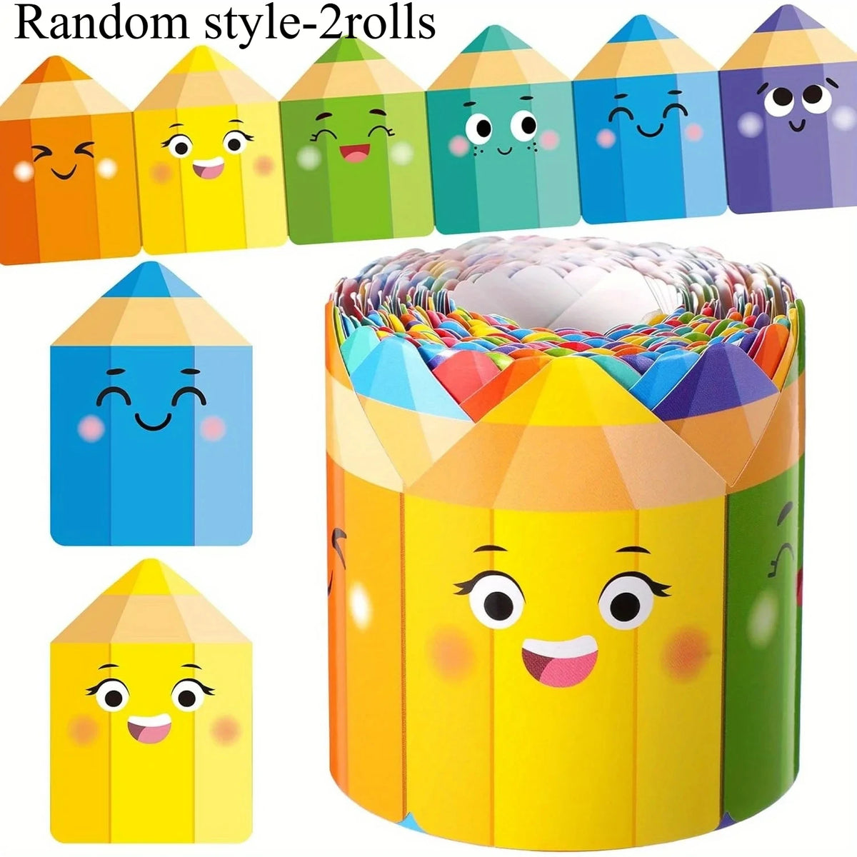 Self-Adhesive Bulletin Board Border Pencil Design 2-Pack Bulletin Board Border Axl Random style- 2rolls