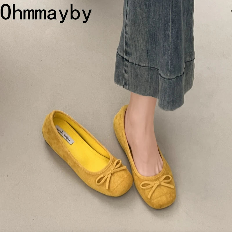 Women's Butterfly-Knot Mary Jane Ballet Flats Slip-On Ballet Flats Axl