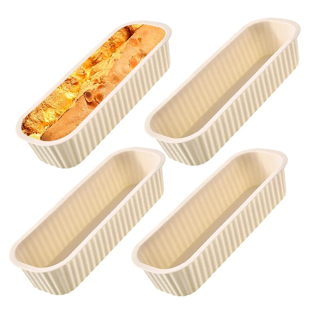 Mini Silicone Loaf Pans – Non-Stick Bread, Cake & Brownie Molds Silicone Baking Mold Axl 4Pcs White-78856