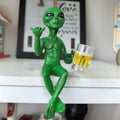 Funny Beer Drinking Alien Statue – Resin Garden & Desk Ornament Novelty Resin Statue Axl A