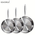 KEMORELA 3-Piece Non-Stick Stainless Steel Frying Pan Set 22/26/30cm Frying Pan Set Axl 3PCS