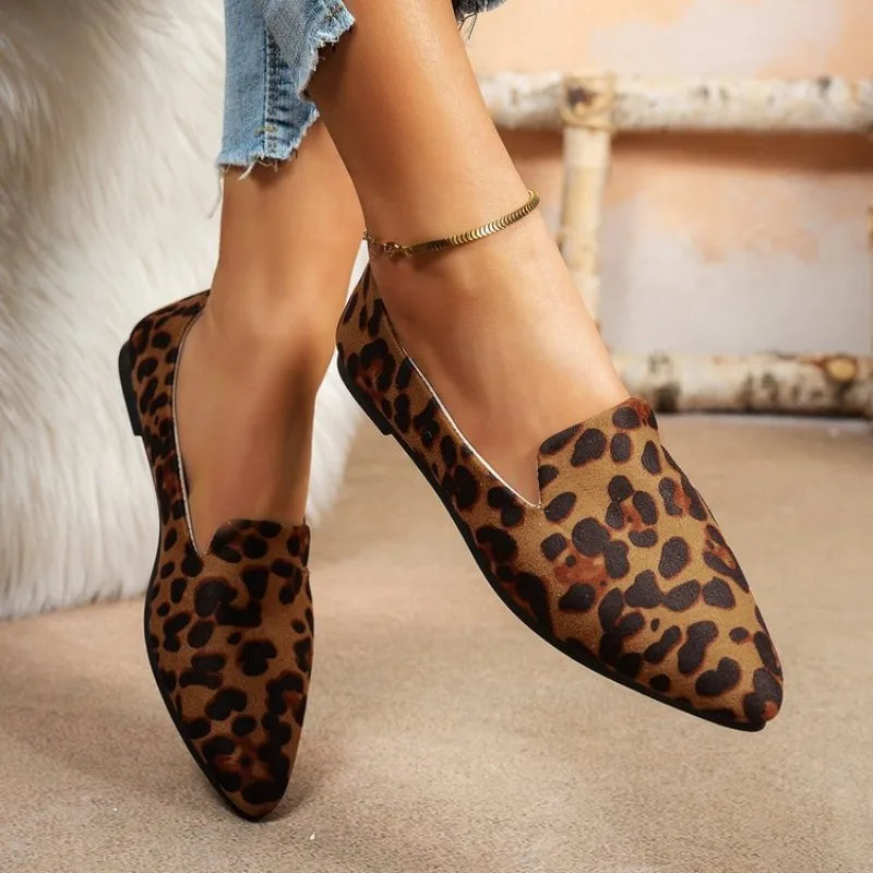 Leopard Print Women's Pointed Toe Slip-On Flats & Loafers Women's Slip-On Flats Axl