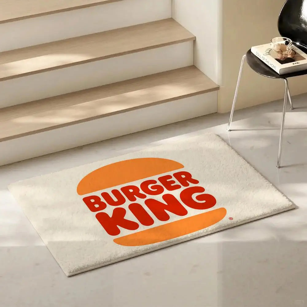 Burger Print Flannel Floor Mat – Non-Slip Soft Indoor Rug Flannel Floor Mat Axl