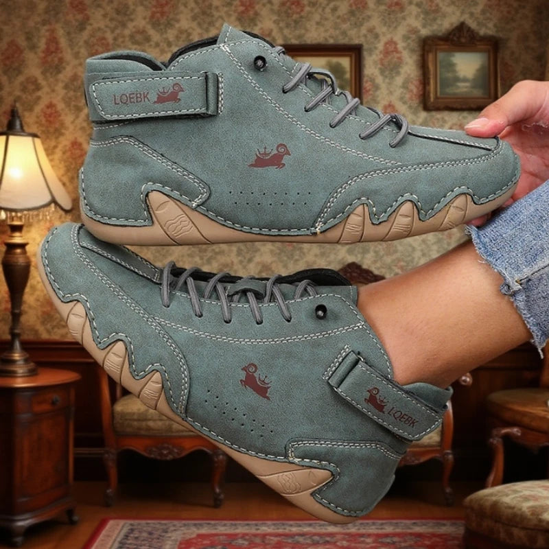 Women's Lace-Up High Top Ankle Boots – Retro PU Leather Women's Ankle Boots Axl