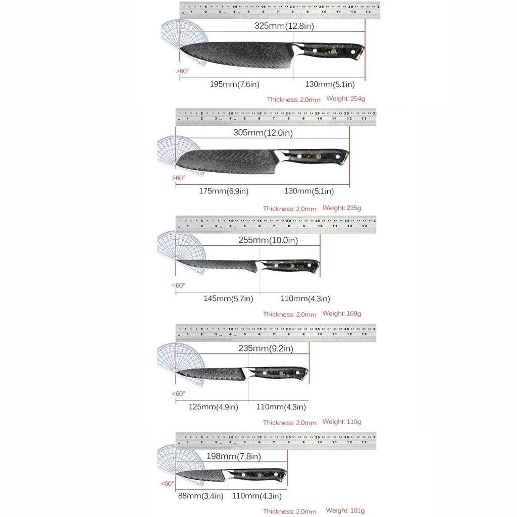 Damascus Knife Set VG10 67-Layer | Chef, Santoku & Boning Damascus Knife Set Axl
