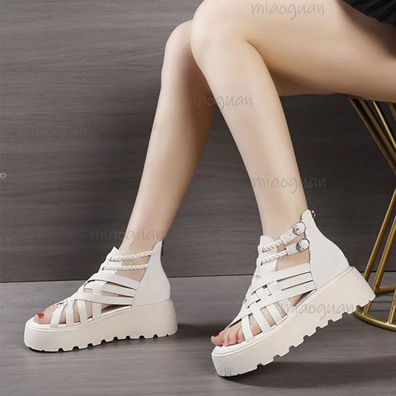 Women's Gladiator Wedge Sandals – Cross Strap Open Toe Platform Gladiator Wedge Sandals Axl