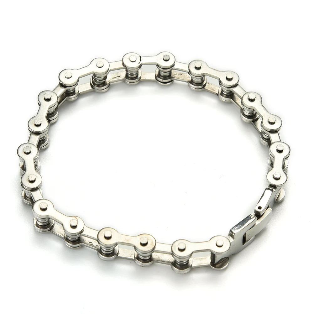 Punk Stainless Steel Motorcycle Chain Bracelet 8.5" Silver Chain Bracelet Axl