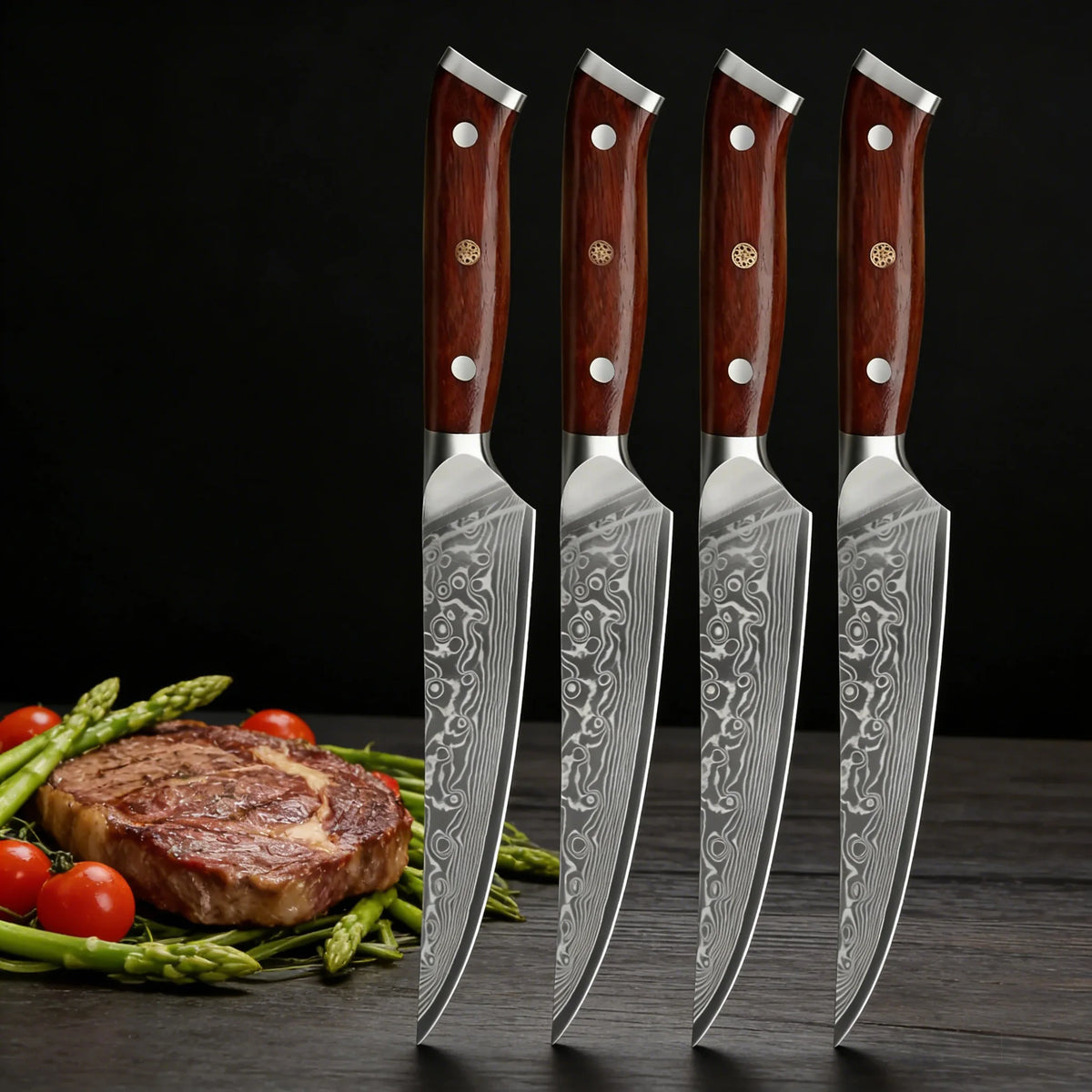 67-Layer Damascus Steel Steak Knife Set – 1 to 4 Pieces Steak Knife Set Axl