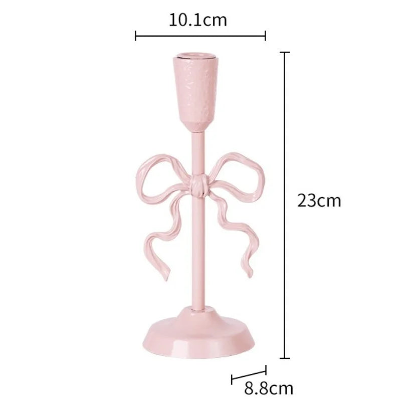 Vintage Iron Candlestick Holder – Elegant Gold & Pink Home Decor Candle Holder Axl Pink-Small