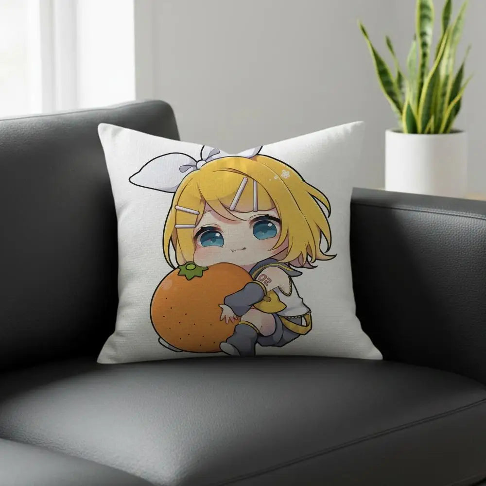 Kagamine Rin Linen Cushion Cover | Anime Pillow Case 6 Sizes Decorative Cushion Cover Axl White7 30X30cm