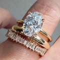 Huitan 3-Piece CZ Bridal Ring Set – Women's Engagement Rings Bridal Ring Set Axl A195 9