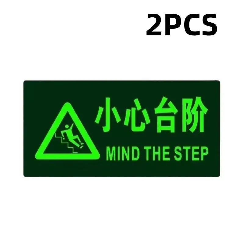 Glow in the Dark Exit Floor Stickers – Evacuation Signs 2/6 Pack Safety Floor Stickers Axl MIND THE STEP 2PCS