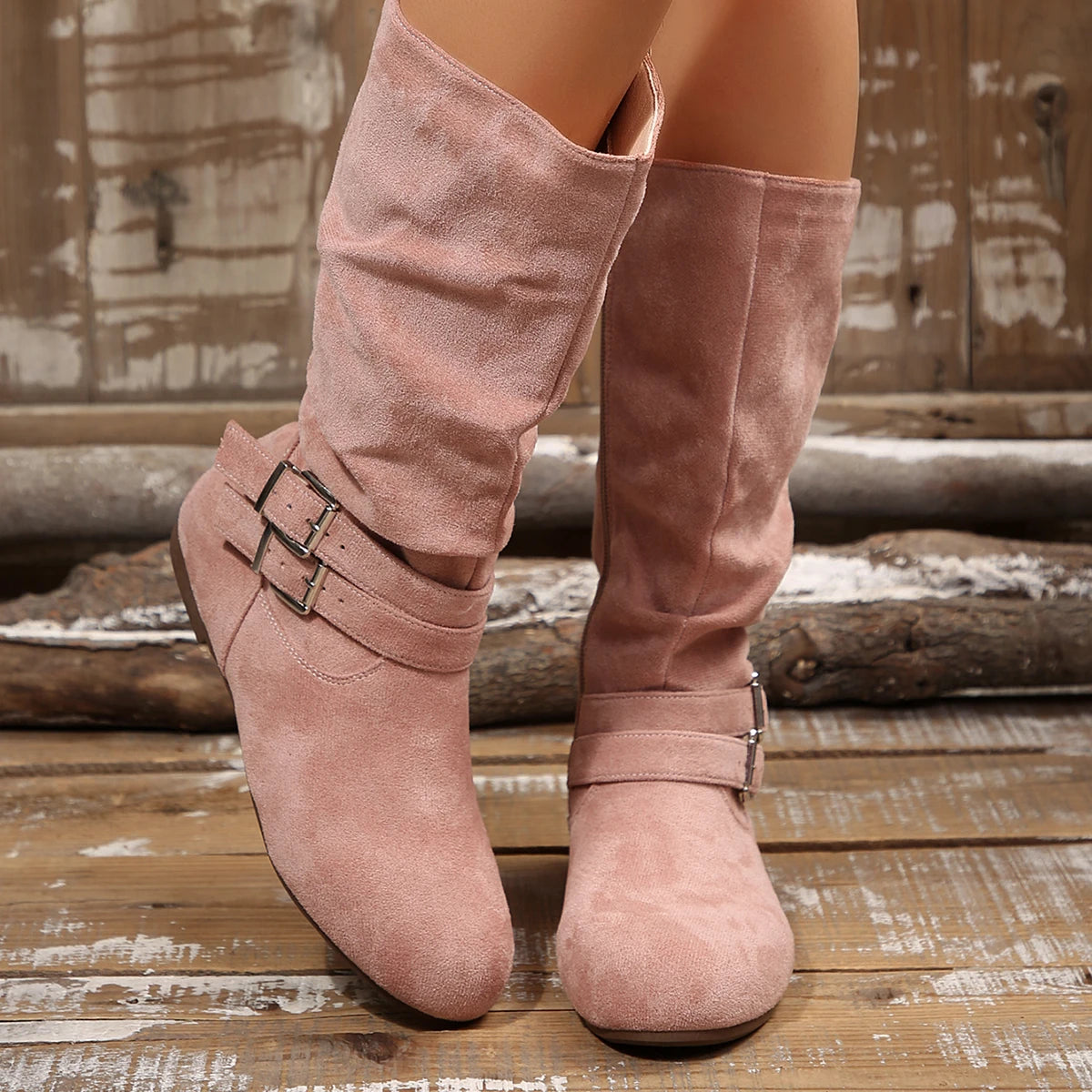 Women's Mid-Calf Western Boots – Flat Side Zip Pleated Boot Women's Mid-Calf Boots Axl