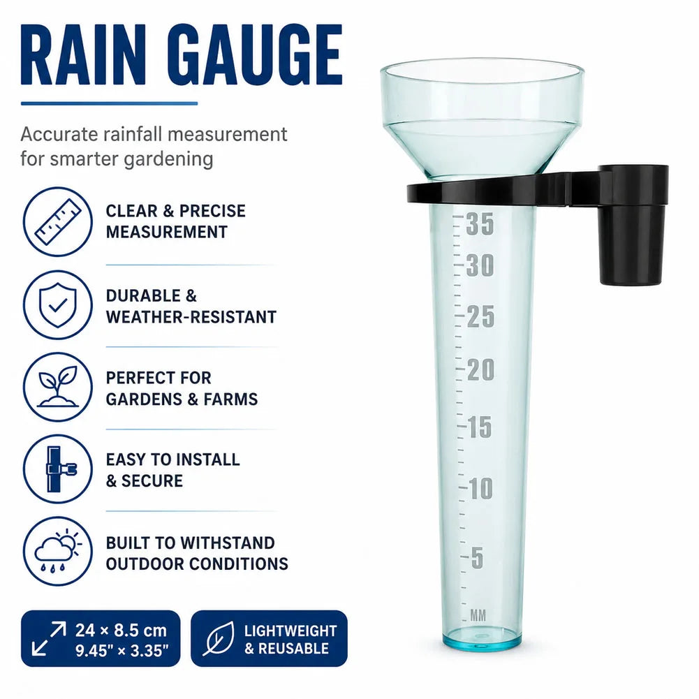 Plastic Rain Gauge 35mm – Garden & Lawn Rain Meter Garden Rain Gauge Axl
